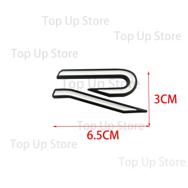6.5CM*3CM,3D Metal R Logo Letter Decal Suitable for New R Car Logo, Golf 8, Modified R Tail Logo Decorative Sticker