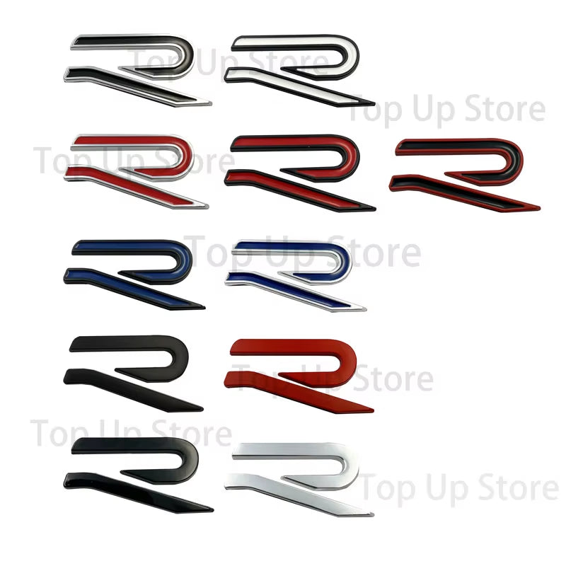 6.5CM*3CM,3D Metal R Logo Letter Decal Suitable for New R Car Logo, Golf 8, Modified R Tail Logo Decorative Sticker