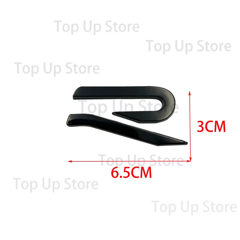 6.5CM*3CM,3D Metal R Logo Letter Decal Suitable for New R Car Logo, Golf 8, Modified R Tail Logo Decorative Sticker