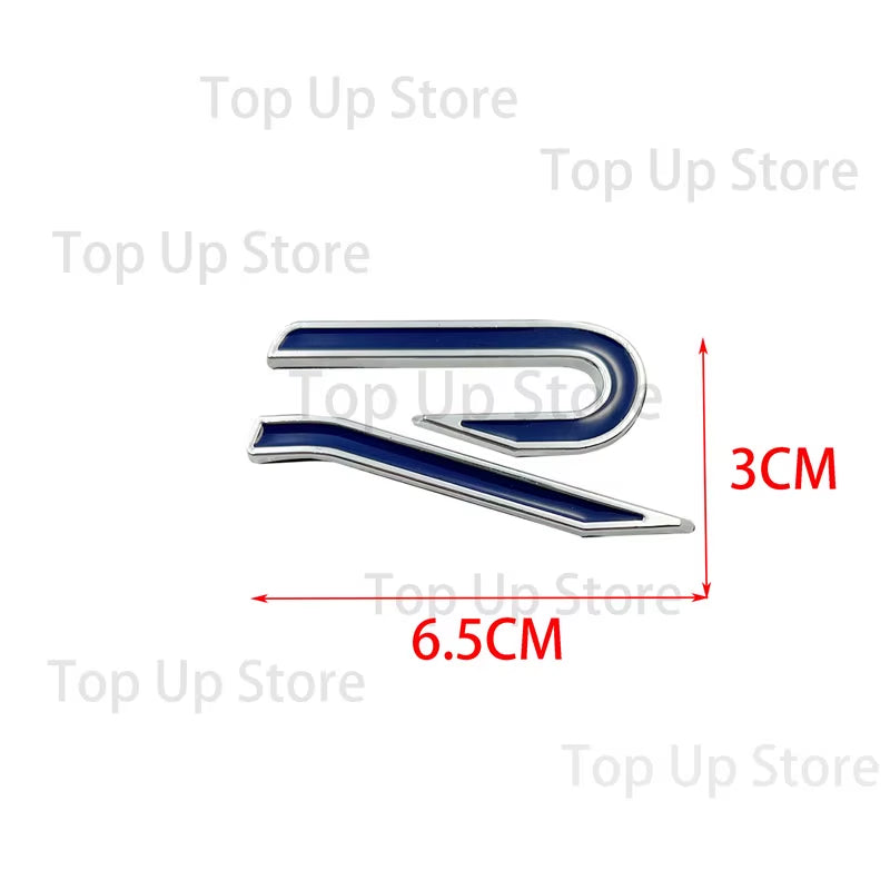6.5CM*3CM,3D Metal R Logo Letter Decal Suitable for New R Car Logo, Golf 8, Modified R Tail Logo Decorative Sticker