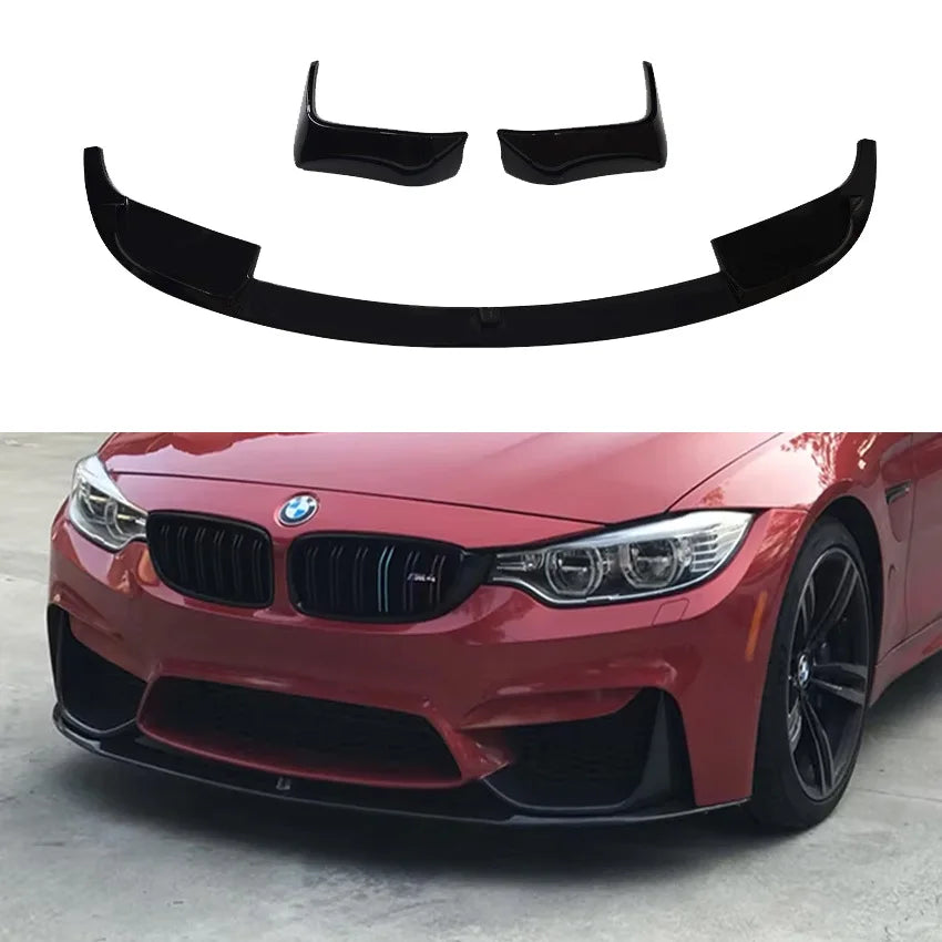 4Pcs 2012 to 2018 for BMW 3 Series F30 Look M3 Style Car Front Lip Bumper Diffuser Splitter Body Kit Glossy Black Carbon Look