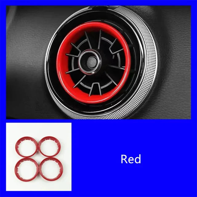 For Audi A3 8V RS3 2016-2019 Carbon Fiber Color Interior Air Vent Circles Center Console Air Conditioning Frame Cover Trim