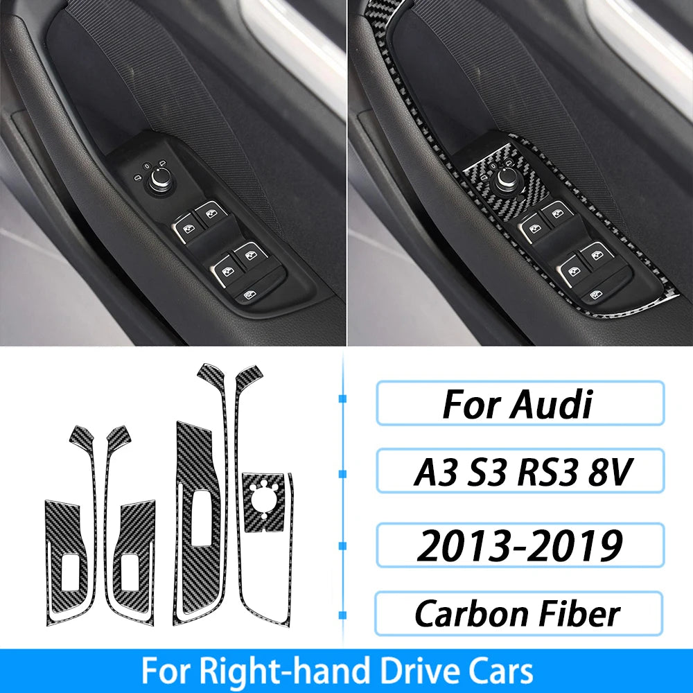 For Audi A3 S3 RS3 8V 2013-2019 Accessories Carbon Fiber Center Console Dashboard Air Vent Panel Trim Set Car Interior Sticker