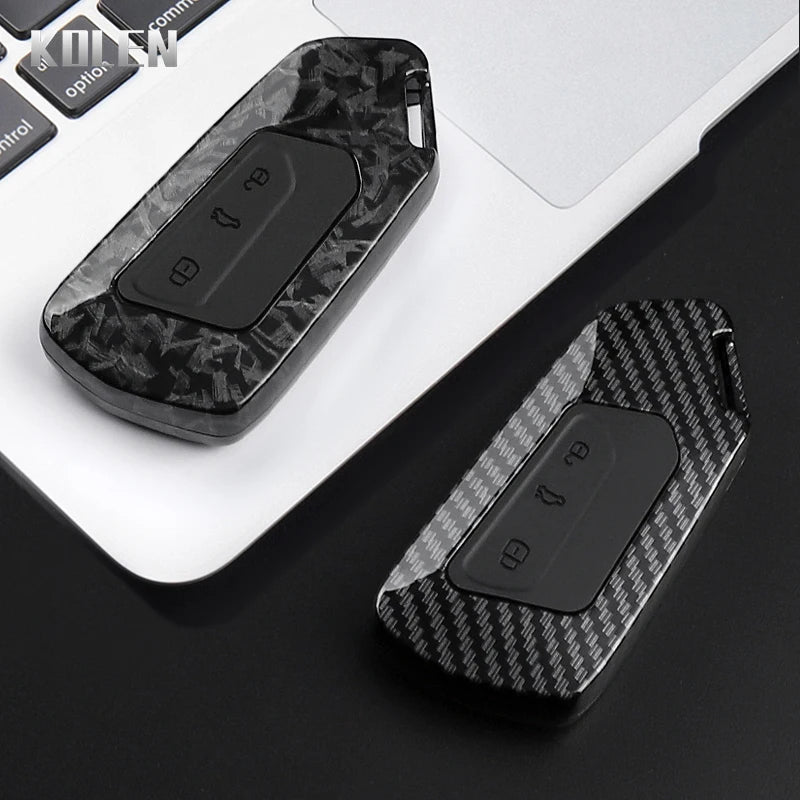 ABS Carbon Fiber Style Car Key Case Cover for VW Volkswagen Golf 8 MK8 GTI GTD R ID3 ID4 Cupra Skoda Octavia A8 Seat Leon MK4