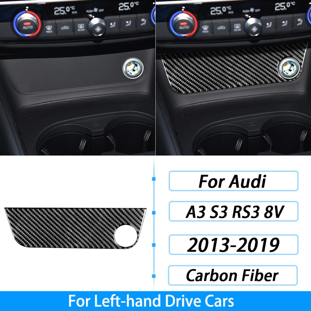 For Audi A3 S3 RS3 8V 2013-2019 Accessories Carbon Fiber Center Console Dashboard Air Vent Panel Trim Set Car Interior Sticker