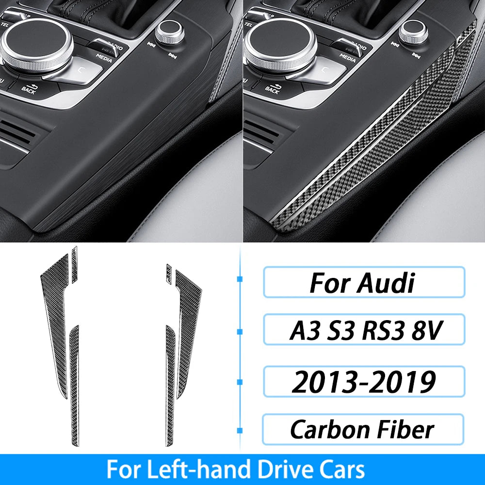 For Audi A3 S3 RS3 8V 2013-2019 Accessories Carbon Fiber Center Console Dashboard Air Vent Panel Trim Set Car Interior Sticker