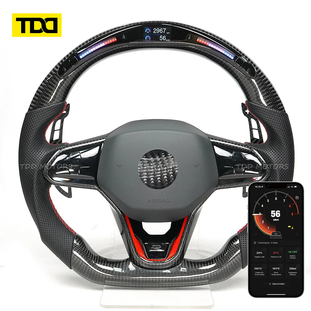 Carbon Fiber Steering Wheel Magnetic Paddle Shifter for Volkswagen Golf 8 MK8 CC GTI R Car Modified Interior