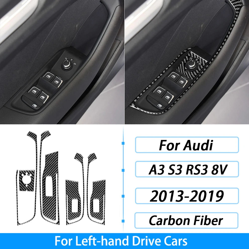 For Audi A3 S3 RS3 8V 2013-2019 Accessories Carbon Fiber Center Console Dashboard Air Vent Panel Trim Set Car Interior Sticker