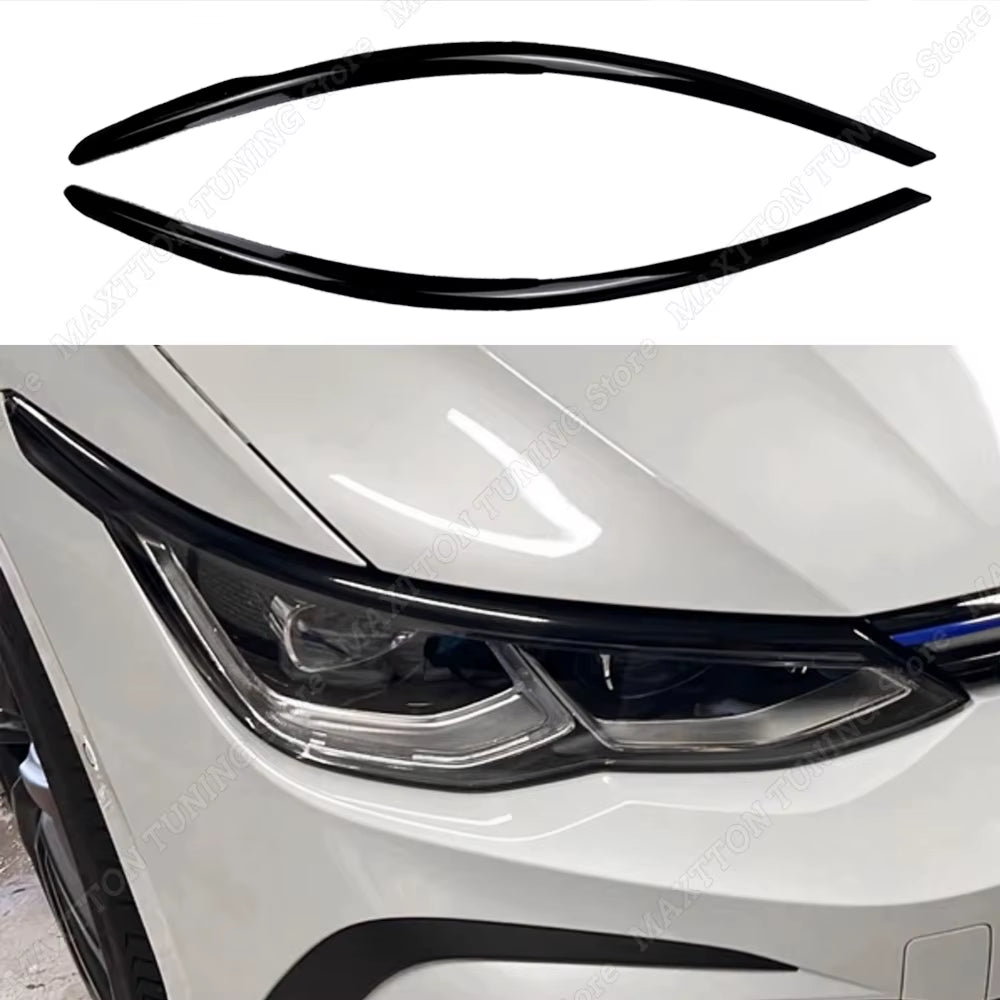 For VW Golf MK8 2020-2024 GTI GTD GTE R R-LINE TSI TDI Front Headlight Eyelids Eyebrow Splitter Stickers Cover ABS Accessories