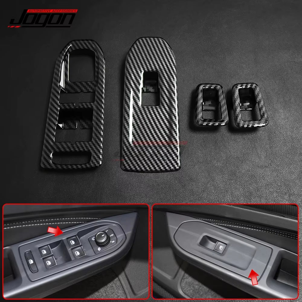 For Volkswagen for VW Golf 8 GTI R GTE GTD MK8 2020-2021Carbon Look Car Side Door Armrest Window Lift Switch Button Cover Trim