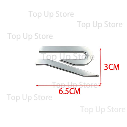 6.5CM*3CM，3D Metal R Logo Letter Decal Suitable for New R Car Logo, Golf 8, Modified R Tail Logo Decorative Sticker