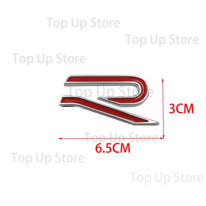 6.5CM*3CM，3D Metal R Logo Letter Decal Suitable for New R Car Logo, Golf 8, Modified R Tail Logo Decorative Sticker