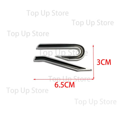 6.5CM*3CM，3D Metal R Logo Letter Decal Suitable for New R Car Logo, Golf 8, Modified R Tail Logo Decorative Sticker