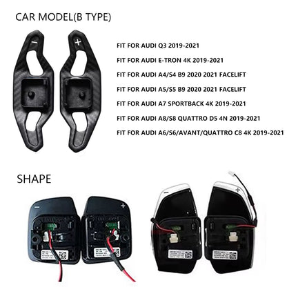 Carbon Fiber Shift Paddle for Audi A3 8V S3 RS3 A4 S4 A5 S5 RS4 B8 B9 A6 A7 TT TT R8 Q3 Q5 Car Steering Wheel Shifter Extension