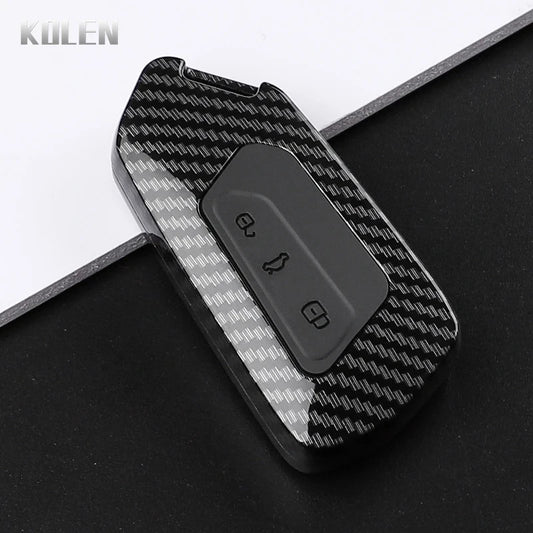 ABS Carbon Fiber Style Car Key Case Cover for VW Volkswagen Golf 8 MK8 GTI GTD R ID3 ID4 Cupra Skoda Octavia A8 Seat Leon MK4