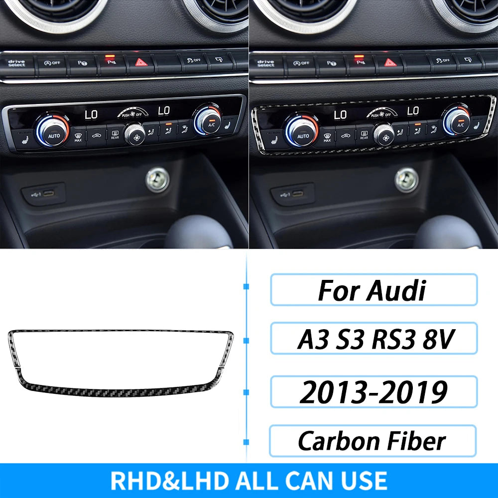 For Audi A3 S3 RS3 8V 2013-2019 Accessories Carbon Fiber Center Console Dashboard Air Vent Panel Trim Set Car Interior Sticker