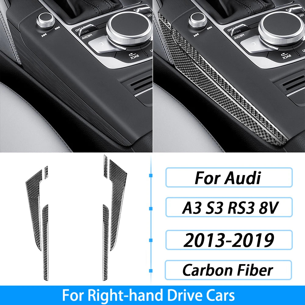 For Audi A3 S3 RS3 8V 2013-2019 Accessories Carbon Fiber Center Console Dashboard Air Vent Panel Trim Set Car Interior Sticker