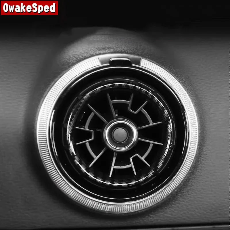For Audi A3 8V RS3 2016-2019 Carbon Fiber Color Interior Air Vent Circles Center Console Air Conditioning Frame Cover Trim