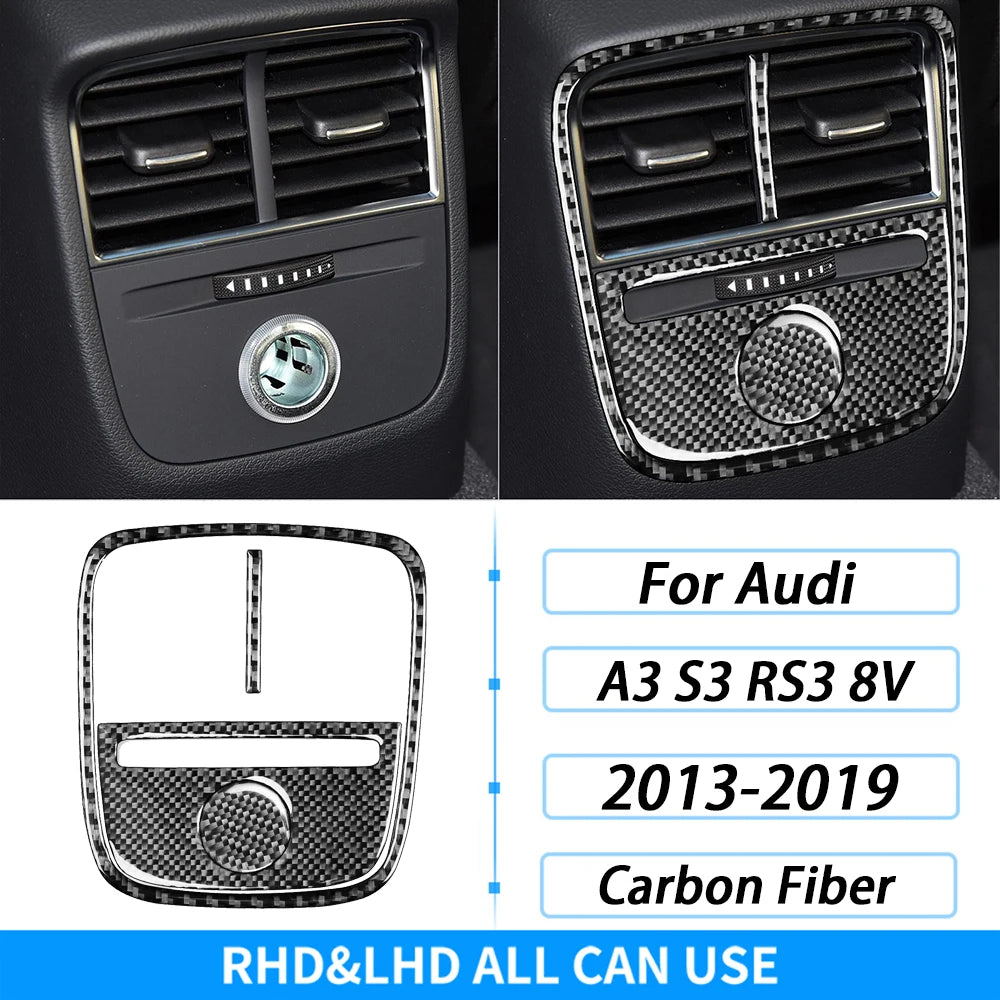 For Audi A3 S3 RS3 8V 2013-2019 Accessories Carbon Fiber Center Console Dashboard Air Vent Panel Trim Set Car Interior Sticker