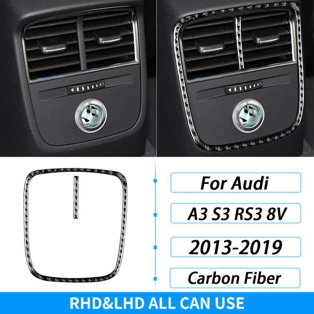 For Audi A3 S3 RS3 8V 2013-2019 Accessories Carbon Fiber Center Console Dashboard Air Vent Panel Trim Set Car Interior Sticker
