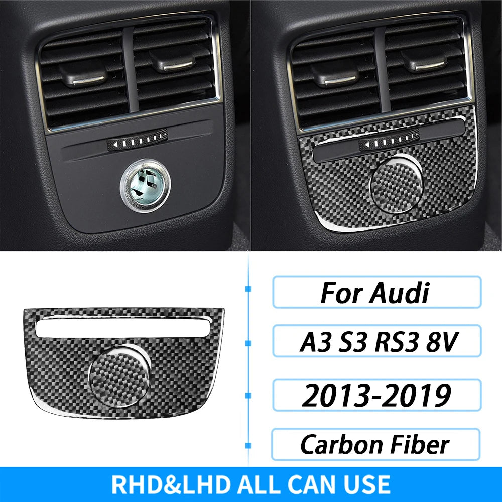 For Audi A3 S3 RS3 8V 2013-2019 Accessories Carbon Fiber Center Console Dashboard Air Vent Panel Trim Set Car Interior Sticker