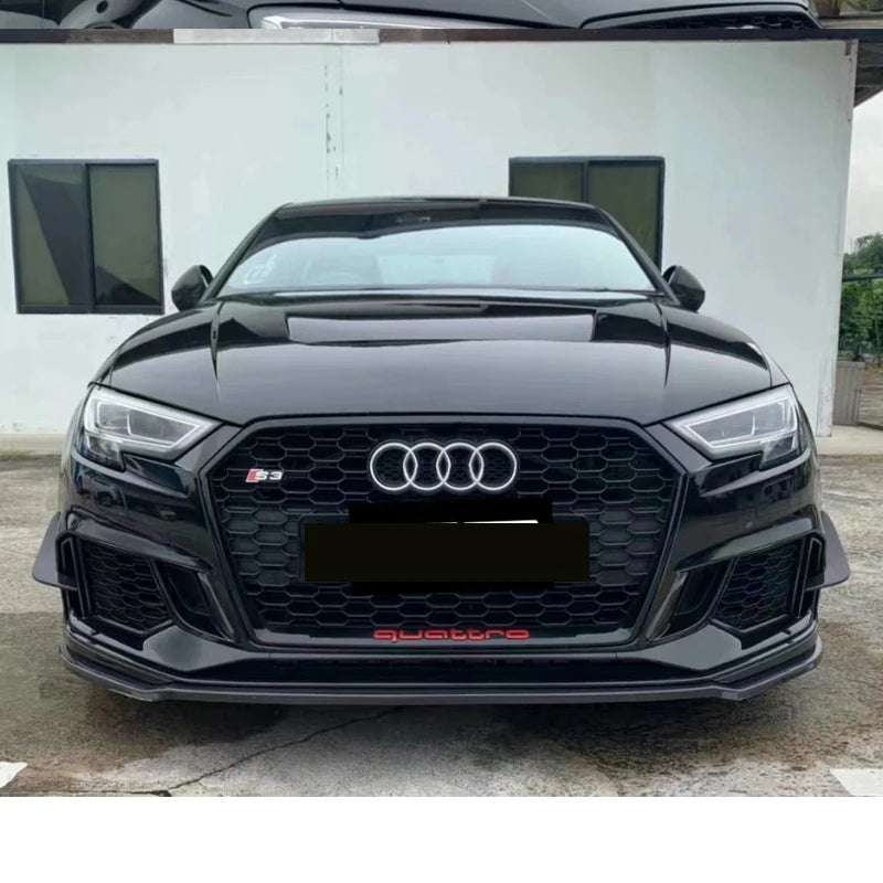 2 Piece Real Carbon Fiber Front Bumper Canard for Audi RS3 Front Bumper Lip Fin Splitter Spoiler Canard Bodykit FRP
