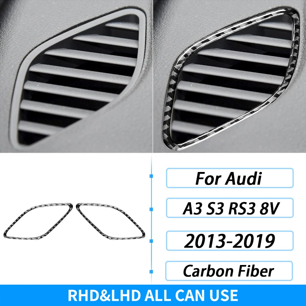 For Audi A3 S3 RS3 8V 2013-2019 Accessories Carbon Fiber Center Console Dashboard Air Vent Panel Trim Set Car Interior Sticker