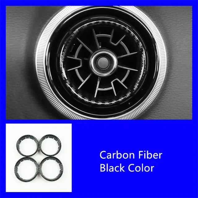 For Audi A3 8V RS3 2016-2019 Carbon Fiber Color Interior Air Vent Circles Center Console Air Conditioning Frame Cover Trim