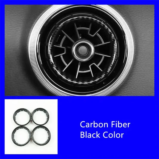 For Audi A3 8V RS3 2016-2019 Carbon Fiber Color Interior Air Vent Circles Center Console Air Conditioning Frame Cover Trim