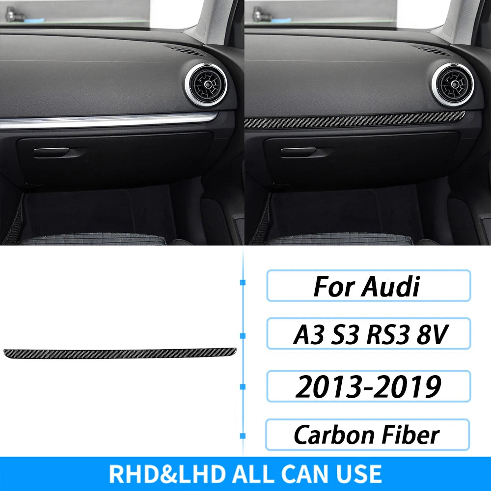 For Audi A3 S3 RS3 8V 2013-2019 Accessories Carbon Fiber Center Console Dashboard Air Vent Panel Trim Set Car Interior Sticker