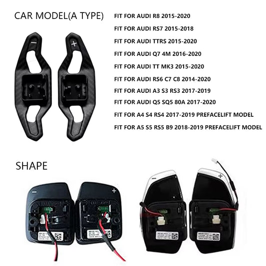 Carbon Fiber Shift Paddle for Audi A3 8V S3 RS3 A4 S4 A5 S5 RS4 B8 B9 A6 A7 TT TT R8 Q3 Q5 Car Steering Wheel Shifter Extension