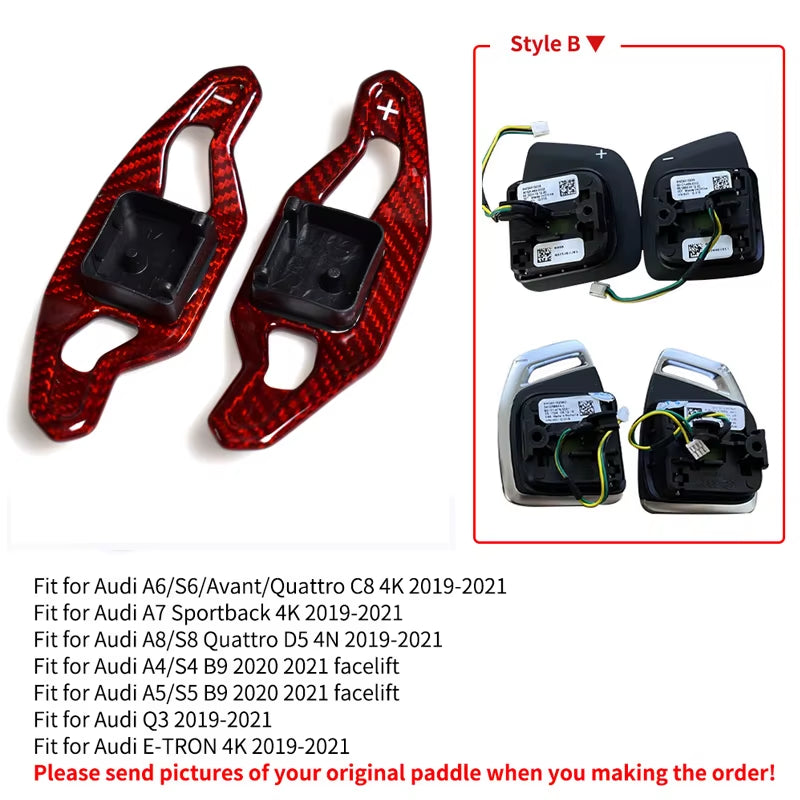 Carbon Fiber Shift Paddle for Audi A3 8V S3 RS3 A4 S4 A5 S5 RS4 B8 B9 A6 A7 TT TT R8 Q3 Q5 Car Steering Wheel Shifter Extension