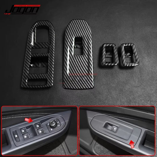 For Volkswagen for VW Golf 8 GTI R GTE GTD MK8 2020-2021Carbon Look Car Side Door Armrest Window Lift Switch Button Cover Trim